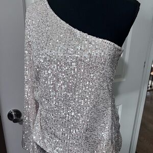 Sequin One-Shoulder Top